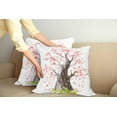 thumbnail image 2 of Ambesonne Tree Throw Pillow Cover 2 Pack, Blooming Sakura and Mountain, 20", Pink Black Green, 2 of 5