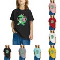 thumbnail image 1 of T-Shirts à Manches Courtes pour Enfants Garçons Filles 3-10 Ans Dinosaure Col Rond Coton Imprimé Mode Mignon Gris, 1 of 5