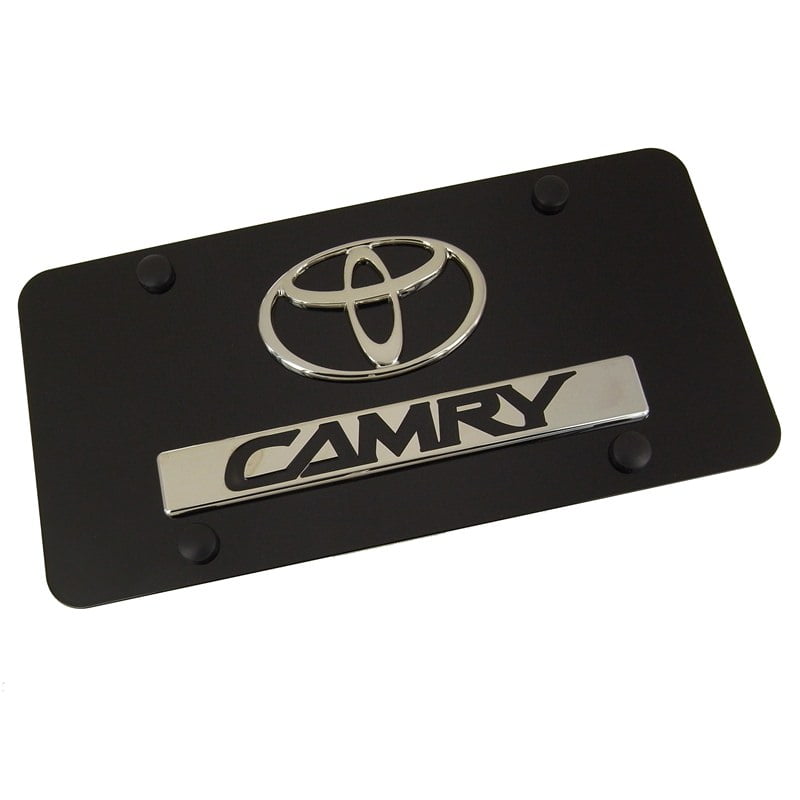 Toyota Dual Logo Camry License Plate (Chrome on Black)