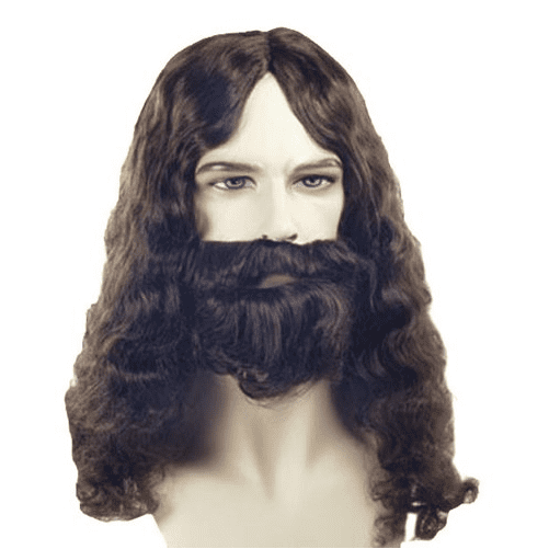 Biblical Beard Set Brown Jesus Wig Adult Mens Hair Kit Costume Accessory NEW