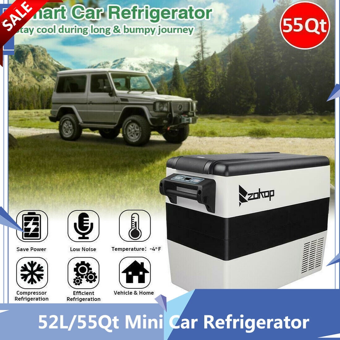 55QT 12V MiniCar Fridge Portable Refrigerator Outdoor Camping Travel Cooler DC 