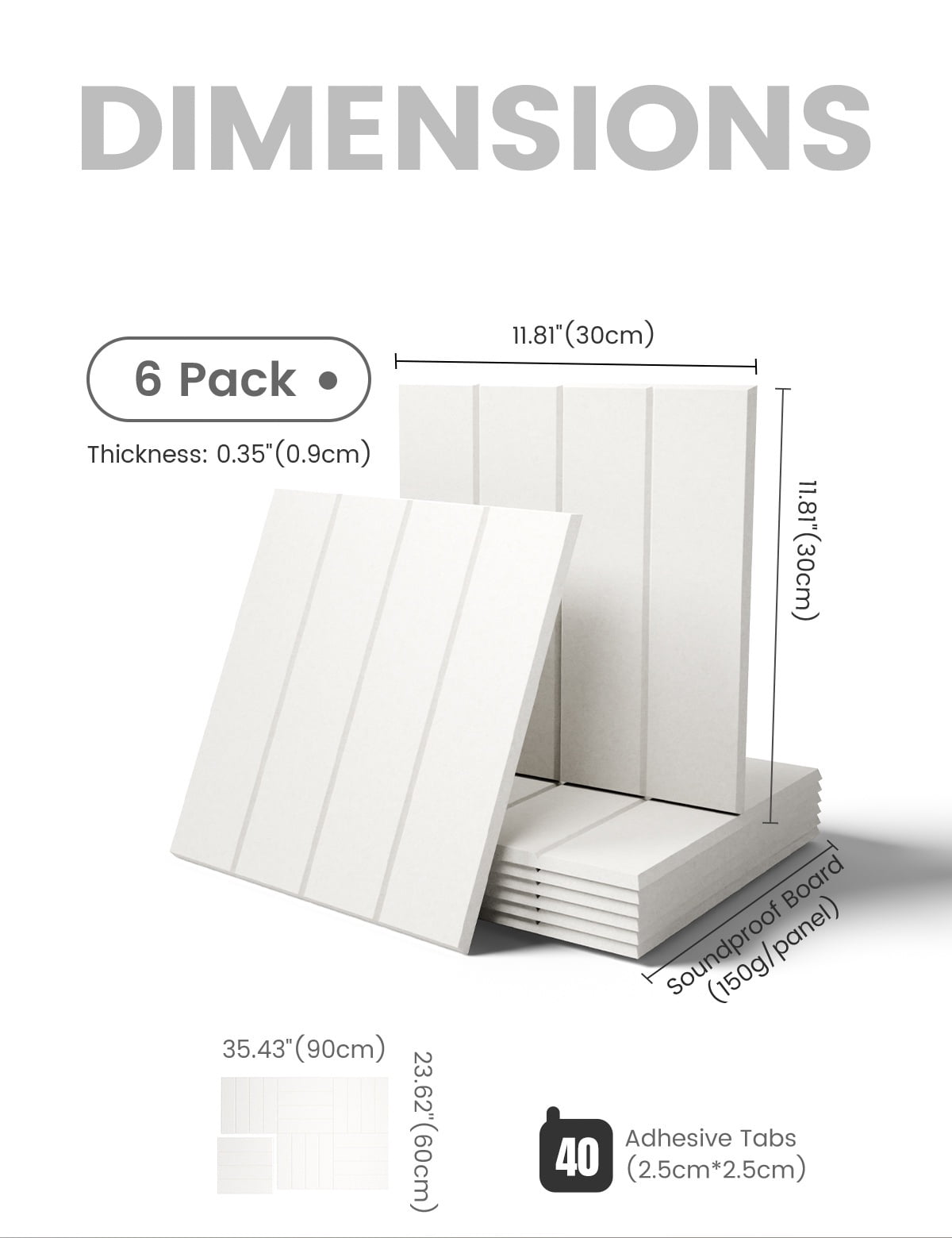 Fluxynara Large Felt Bulletin Board 36"x24" Cork Board Alternative - 6 Pack with 40 Safe Removable Adhesive Tabs, Cork Boards for Walls Felt Board for Home Office Classroom Pin Board-Milky White