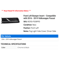 thumbnail image 2 of Front Left Bumper Insert - Compatible with 2016 - 2019 Volkswagen Passat 2017 2018, 2 of 2