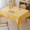 thumbnail image 1 of Yipa Cotton Linen Fabric Rectangle Tablecloths, Wrinkle Free Tassel Indoor and Outdoor Table Cloths Covers, Kitchen Dinning Room Table Cover (Yellow, 35" x 70"), 1 of 2
