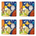thumbnail image 1 of Educational Coaster Set of 4, Cartoon Style Planet System and Astronaut in Outer Space Galactic Adventure, Square Hardboard Gloss Coasters, Standard Size, Multicolor, by Ambesonne, 1 of 2