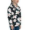 thumbnail image 3 of Lsque Lilies Flowers Patten Youth Hoodie Sweatshirt Pullover with Kangaroo Pocket Boys and Girls Hoodie Warm Hoodie for Kids-Medium, 3 of 6