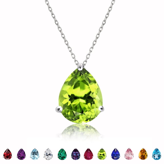 Collar Elegante JeenMata con Colgante Deslizante Peridoto 1,5 Cts Oro Blanco
