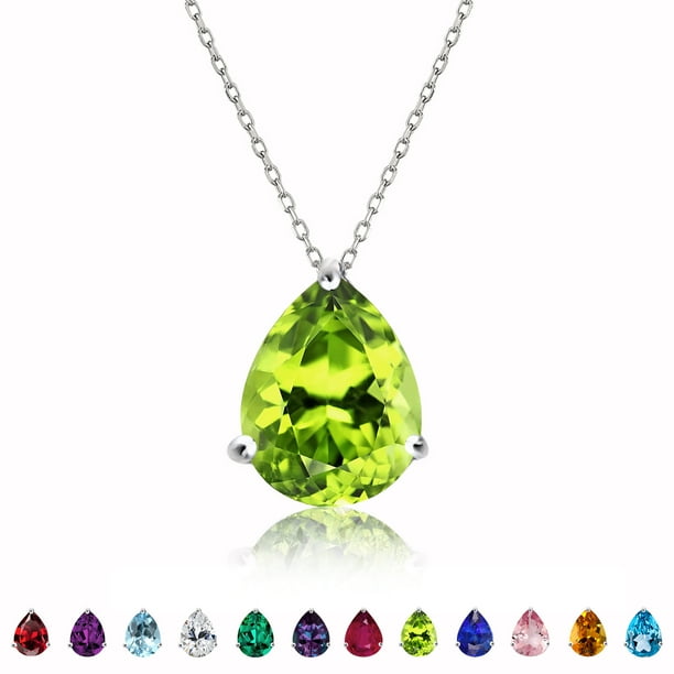 Collar Elegante JeenMata con Colgante Deslizante Peridoto 1,5 Cts Oro Blanco