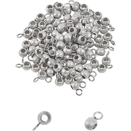 

About 100pcs Rondelle Bail Beads Stainless Steel Hanger Links Textured Beads Bail Beads Hanger Connector Links for Pendant European Jewelry Making 2mm Inner Diameter