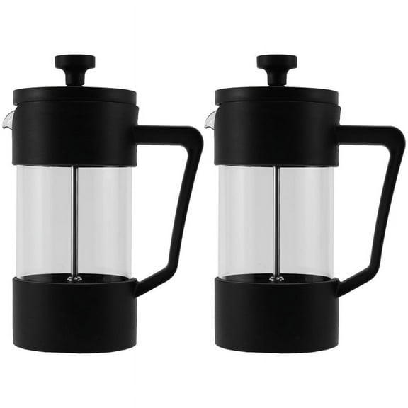 2X French Coffee & Tea Maker, Thickened Borosilicate Glass Coffee Rust-Free and Dishwasher Safe,Black,2 x French pot,Black
