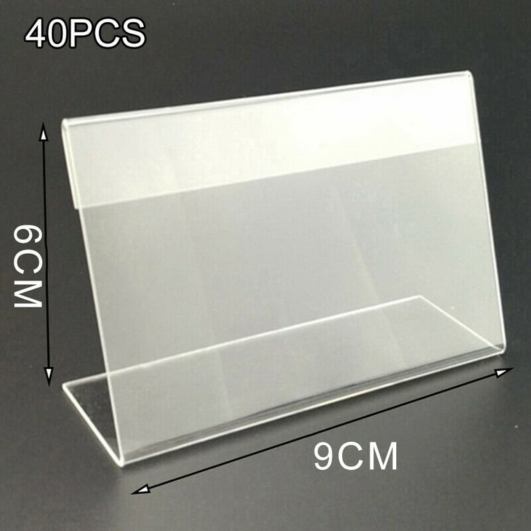 Cogfs Tag Stand, Mini Acrylic Sign Display Holder Price Name Card Tag Label  Stand Bracket 40 Pcs 