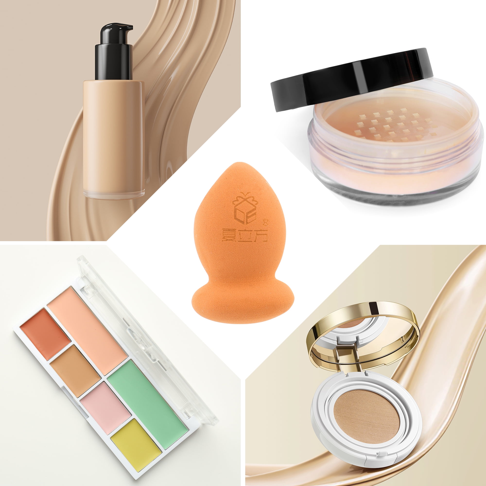 Unique Bargains 1 Pc Special Shape Face Makeup Sponge Orange