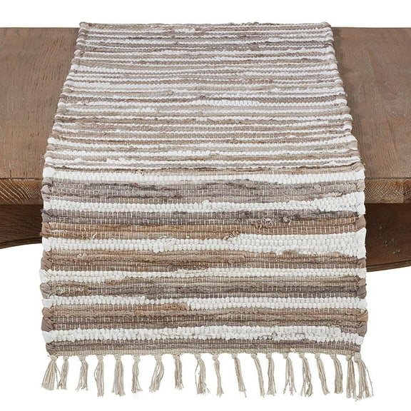 Hand Woven Chindi Stripe Bohemian Decorative 100% Cotton Table Runner (16"x72" Table Runner)