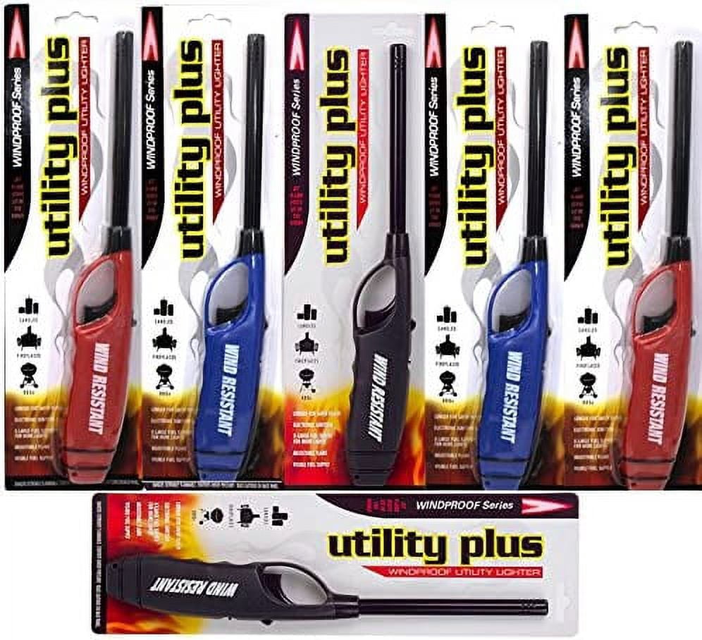 Elite Brands USA Windproof Multipurpose Long Neck Lighters, Ideal for Camping Hiking BBQ Grilling Fireplace Outdoor , Utility Lighters , Value Pack of 6