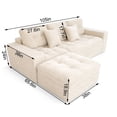 thumbnail image 3 of Modular Cloud Sofa Set, 105" DIY Sectional with Ottoman, Pure Foam, Faux Rabbit Fur Velvet, Comfortable Living Room Couch Cream White, 3 of 9