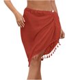 thumbnail image 2 of Edvintorg Women Beach Sarong Bathing Suit Wrap Skirt Women's Summer Vacation Beach Skirt Sunscreen Tassel Strap Mini Skirts Red Free Size, 2 of 5