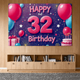thumbnail image 3 of Happy 32nd Birthday Banner with Balloons Stars Fireworks Party Backdrop Decoration for Birthday Party Celebrations Photography Props Decor, 3 of 8