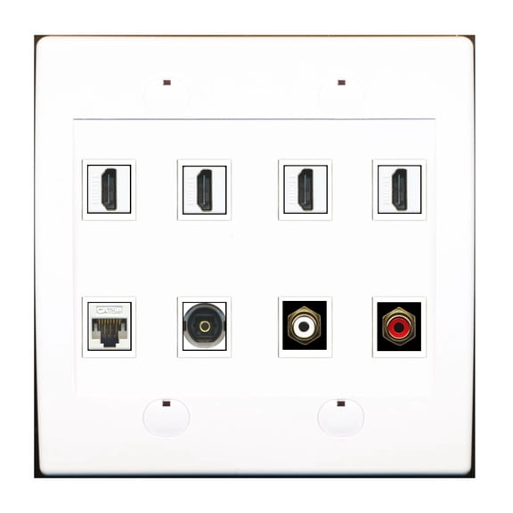 Ultra Spec Cables Custom Wall Plate White with up to 8 Keystone Ports