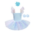 thumbnail image 2 of Doomiva Kids Girls Ballet Tutu Dress Sequin Swan Lake Dance Ballerina Skirted Leotard Gymnastics Camisole Outfits Light Blue 130, 2 of 7