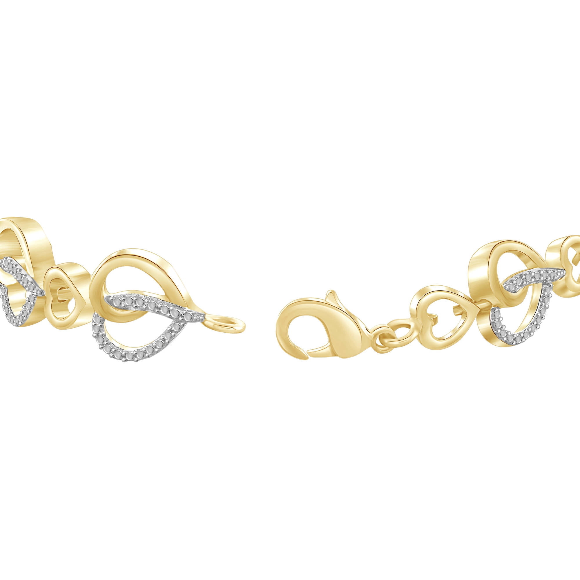 White Diamond Accent 14kt Gold-Plated Heart Bracelet, 8.00