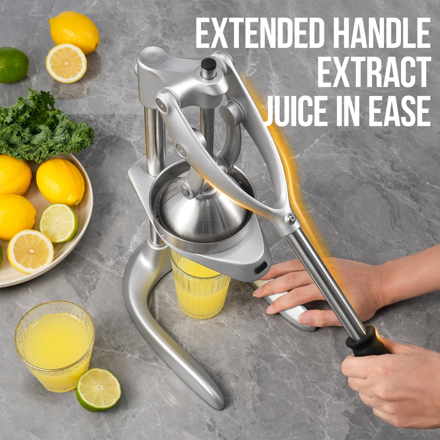 Sopito manual juicer press, Effortless Cast Iron Juicer Professional Stainless Steel Juicer for Fresh Lemon, Lime, Orange & Pomegranate,Easy to Clean with Brusher
