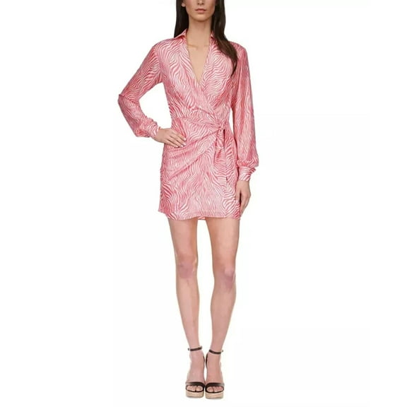 Women's Zebra-Print Wrap Dress, Regular & Petite Geranium PXS