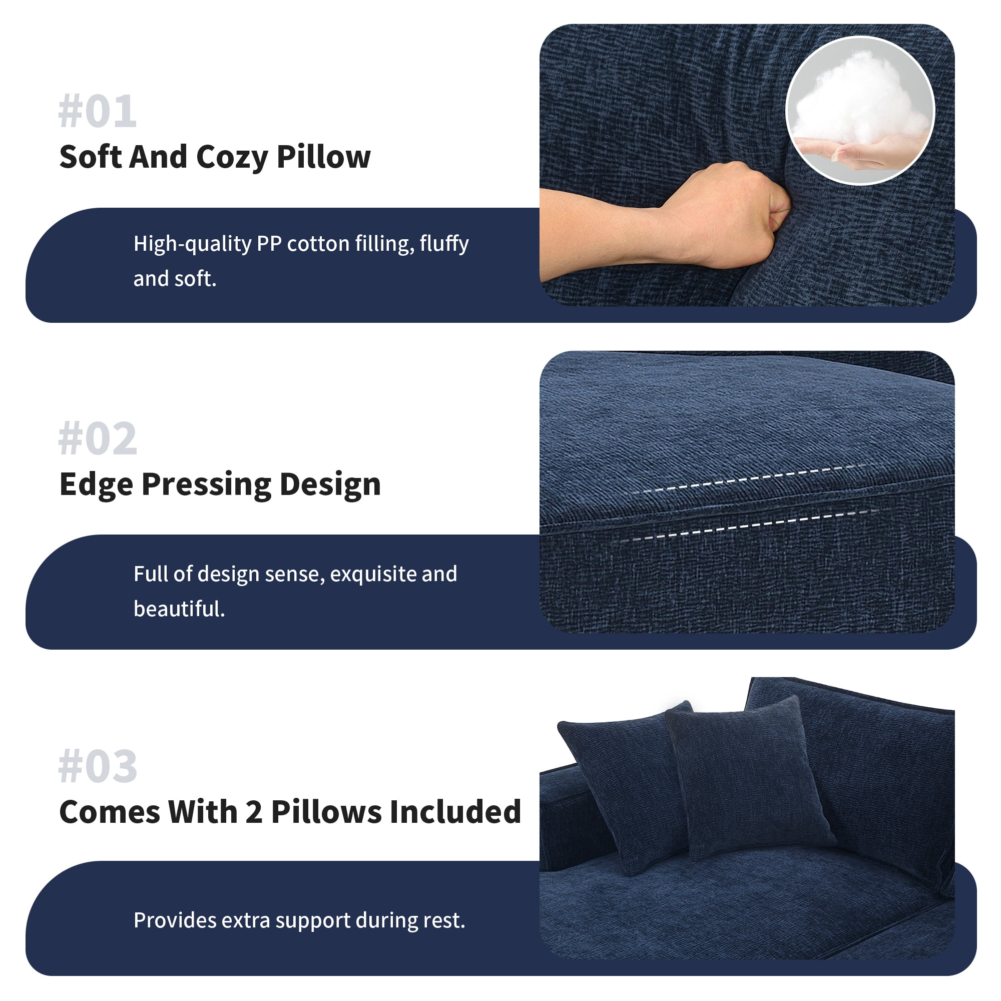 MAYEERTY 111.5x72" Minimalist Modular Sectional Sofa - Wrinkle-Resistant Chenille L-Shaped Couch, 2PC Free Combination No Assembly, 3 Colors
