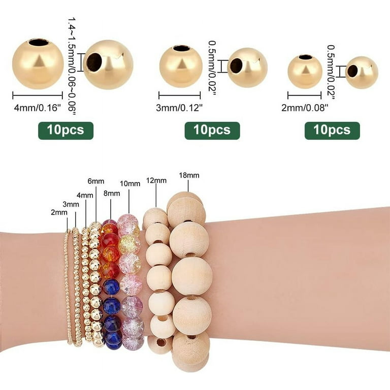 14K Gold Filled Beads 2/3/4mm Smooth Beads 30pcs Long-Lasting