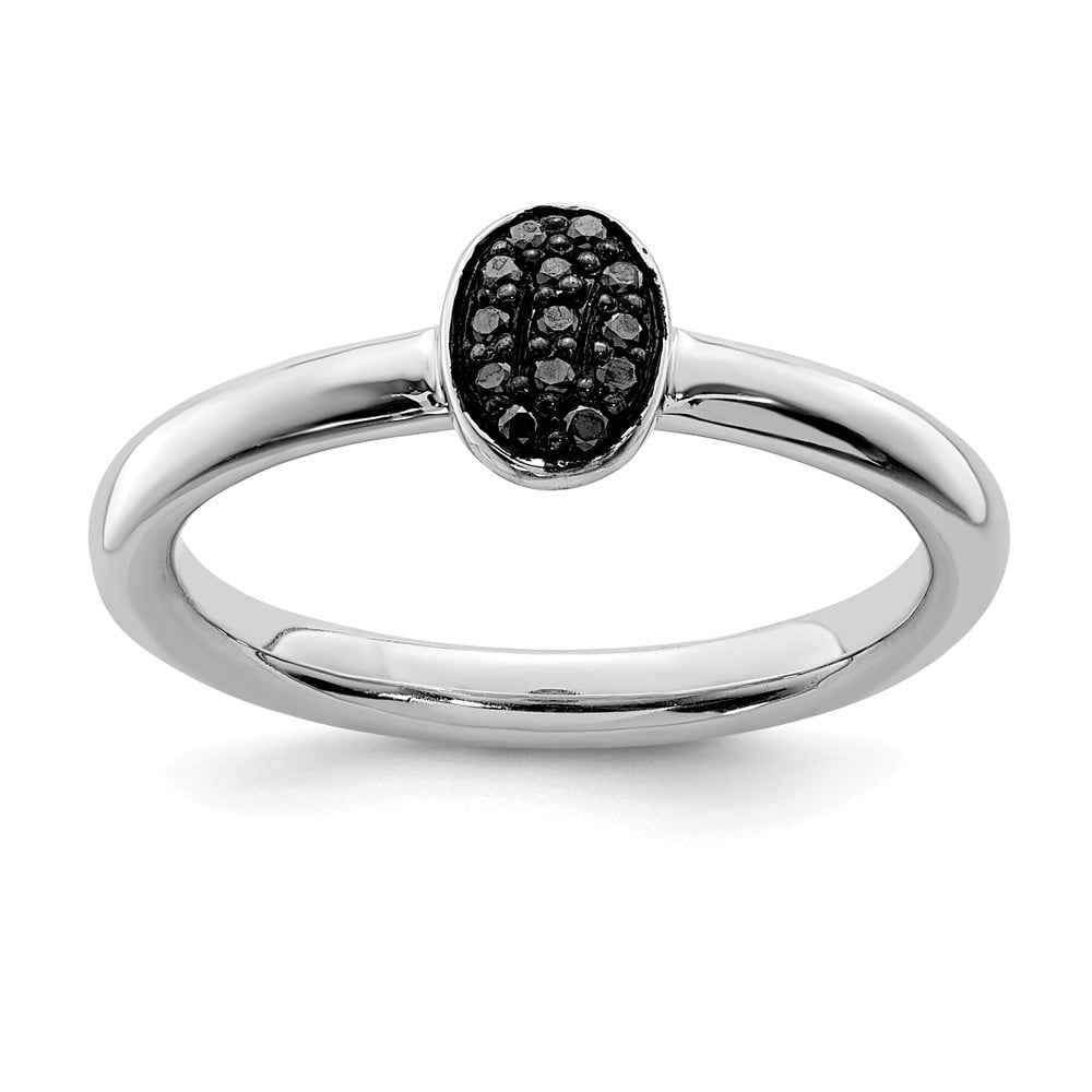 1.30 cttw Black Diamond Ring .925 Sterling Silver with Rhodium Plating Size 7 