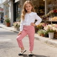 thumbnail image 6 of SGFCWSX Girls Pants Straight Leg Elastic Waist with Pockets Casual Daily Trousers for Kids Pink Size 8 Years, 6 of 10