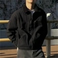 thumbnail image 5 of Maoxin Men's Coats Men's Lapel Washed Jacket Solid Color Top Jacket Long Sleeve Hoodless Casual Coat/Jacket Black XL, 5 of 6