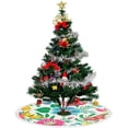 thumbnail image 4 of GZHJMY Christmas Tree Skirt Xmas Tree Skirts 48" Bright Floral Butterfly Flowers Christmas Tree Mat for Christmas Holiday Party Ornaments, 4 of 5