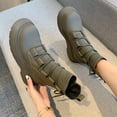 thumbnail image 4 of Fesfesfes Hidden Heel Zipper Wedge Boots Vintage Calf Boots Women's Faux-Leather Women's Shoes Vintage Western Flat Boots Calf Boots Women's Flat Boots Boots 5.5(36), 4 of 7