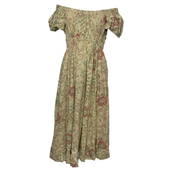 Pre-Owned Ulla Johnson Off Shoulder Midi Length Dress in Floral Print Cotton