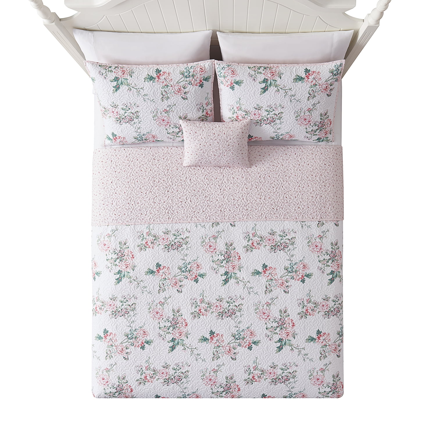 Simply Shabby Chic 4-Piece White Azure Floral Bedding Sets, Full Queen