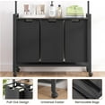 thumbnail image 5 of Laundry Hamper Sorter with Retractable Hanging Rod & Locking Wheels - Heavy Duty Laundry Room Organizer with Shelf，3 Hamper, 5 of 8