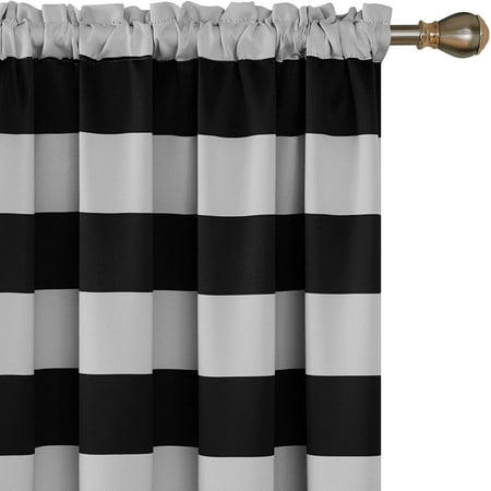 Striped Room Darkening Curtains Rod, Black And White Striped Curtains