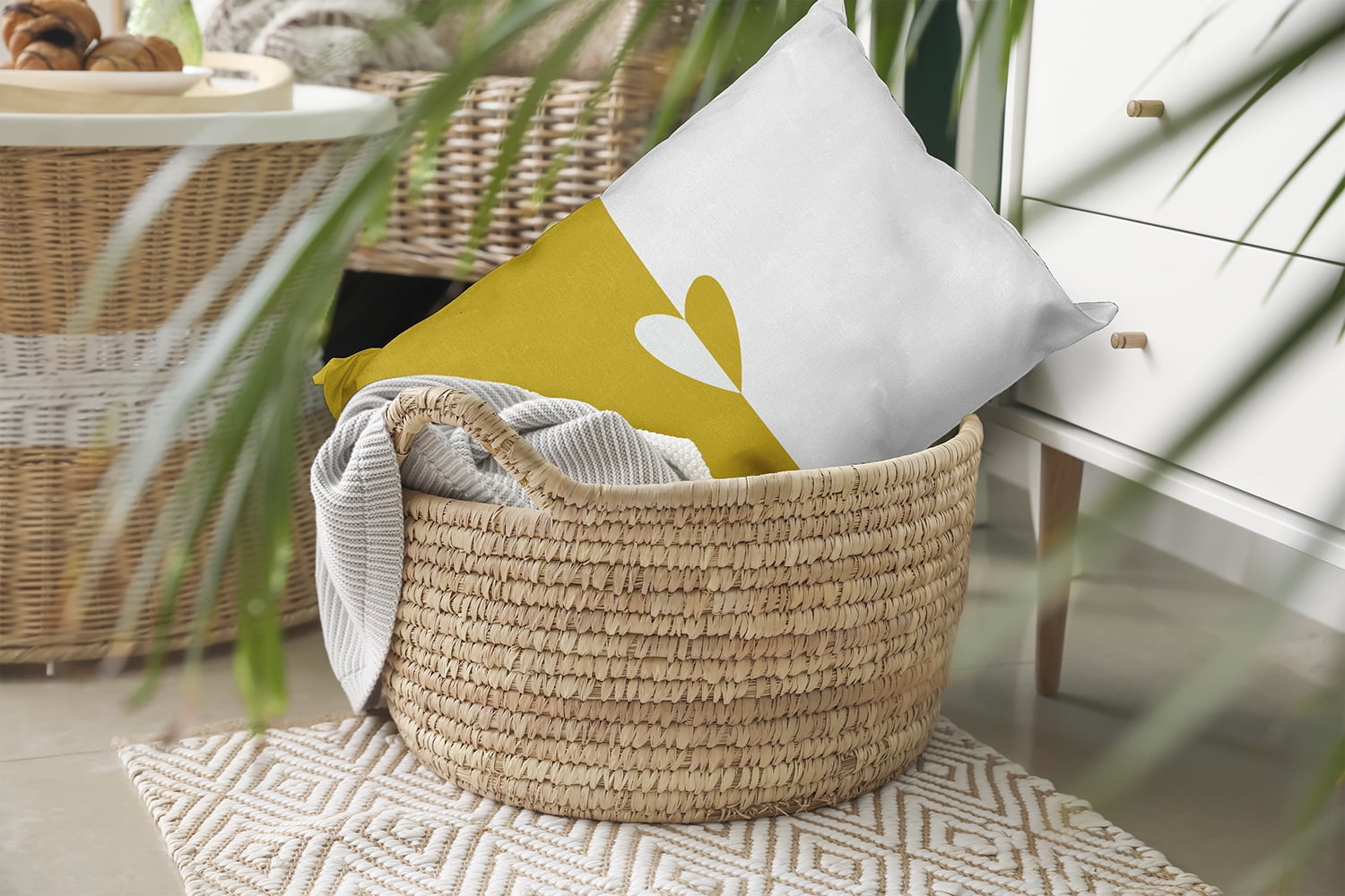 20" x 14" Simply Daisy Modern Heart Polyester Indoor/Outdoor Pillow, Mustard Qty 1
