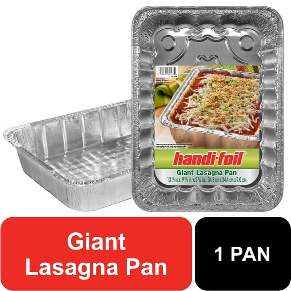 Handi-Foil Aluminum Giant Rectangular Lasagna Pan, 1 Count 13.5" x 9.63" x 2.75"