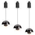thumbnail image 1 of FSLiving Juno Adjustable Height Track Pendnat Light J-Type Retractable Lift Pendnat Light with Modern Al & Glass Shade Indoor Adjustable Track Light Fixture for Living Room,Black Pearl - 3 Lights, 1 of 7