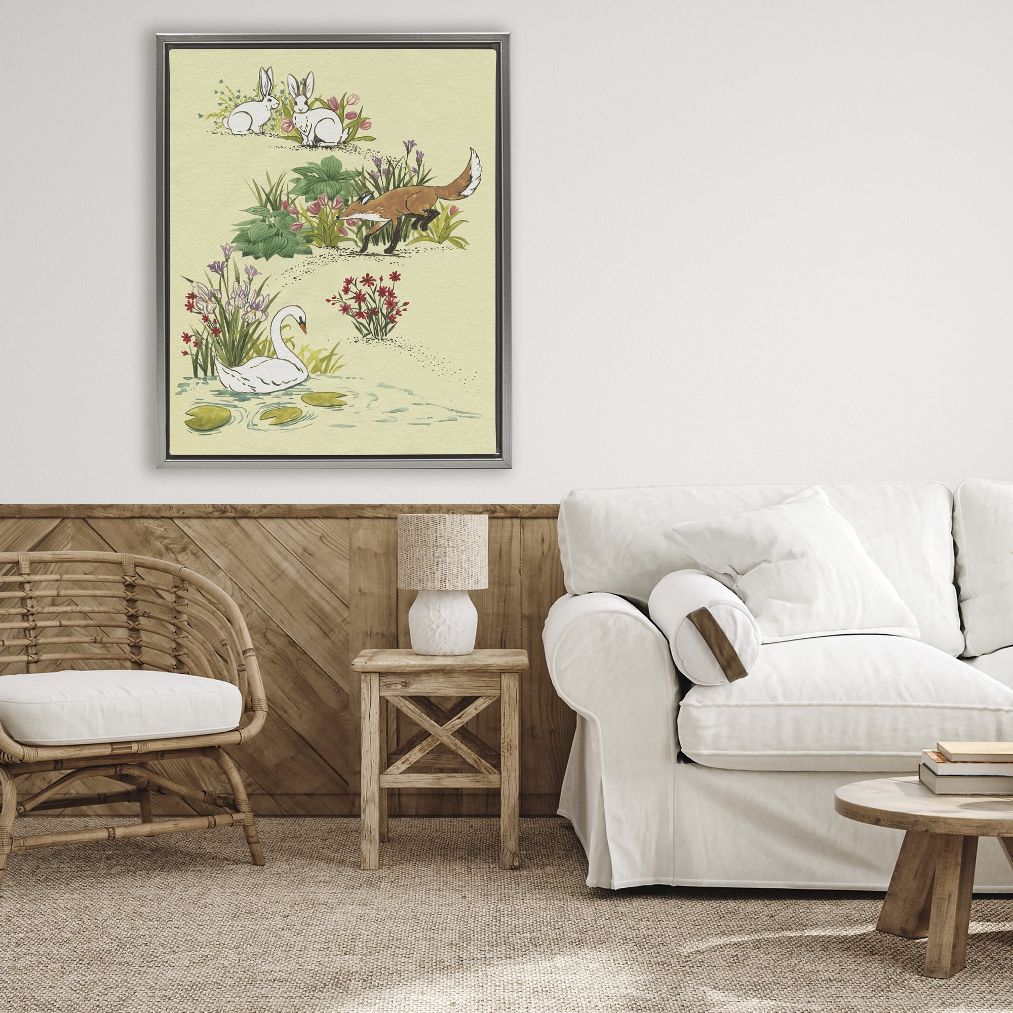 Stupell Industries Animals In Nature Scenes Gray Framed Floater Canvas Wall Art, design by Grace Popp