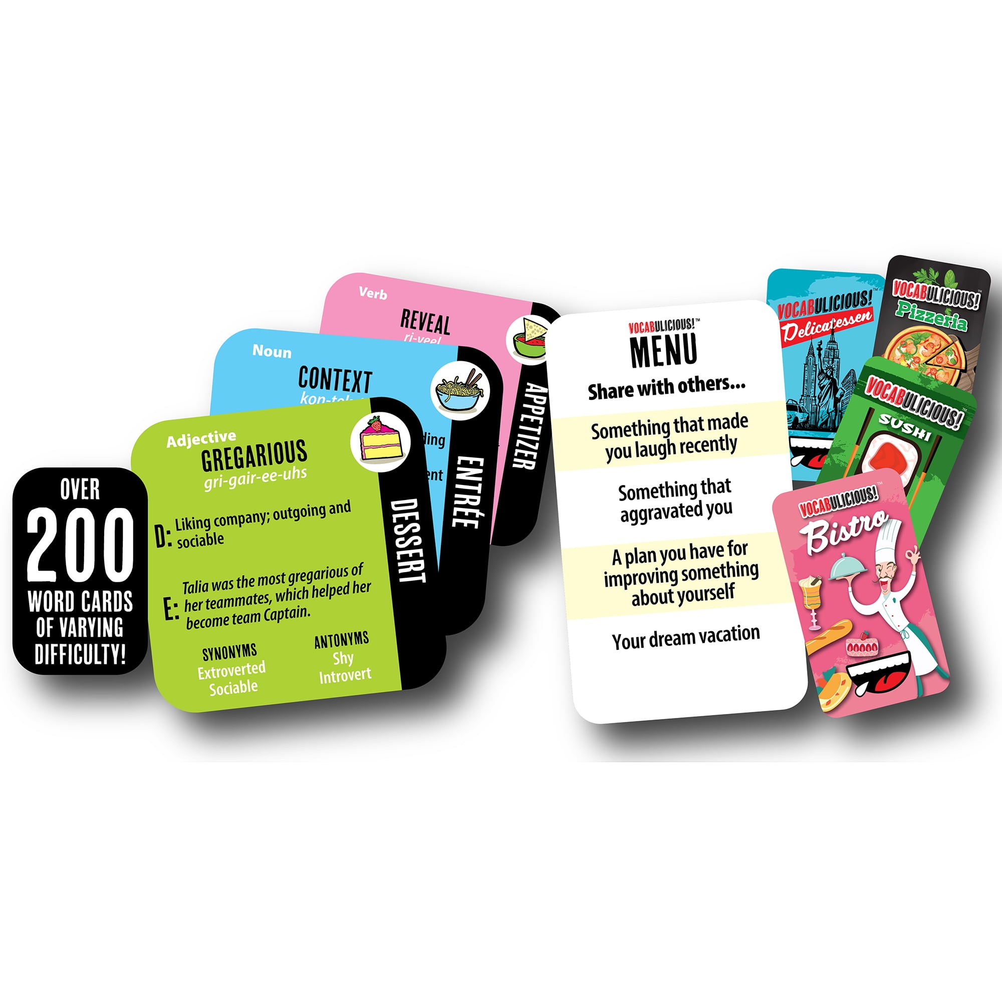 Vocabulicious! - Mealtime Laughs & Learning, Conversation Word Card Game, 200+ Word Cards, Ages 8+, 2-8 Players