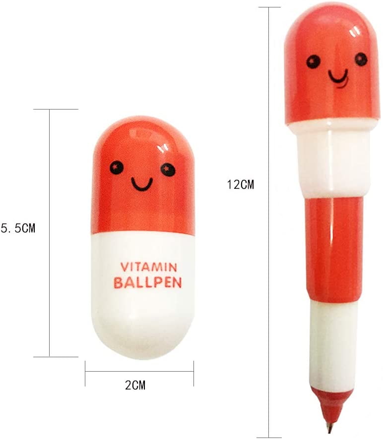 24Pcs Retractable Pill Shape Ballpoint Pen 