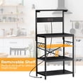 thumbnail image 4 of SUPERJARE Bakers Rack with Power Outlet, Kitchen Coffee Bar Table, Wood Microwave Stand with Hooks and Storage Shelves, Kitchen Shelf Rack, Black, 4 of 7