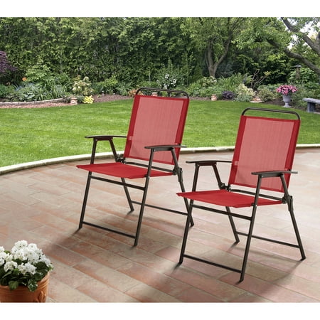 Mainstays Pleasant Grove Sling Folding Chair Set Of 2 Red
