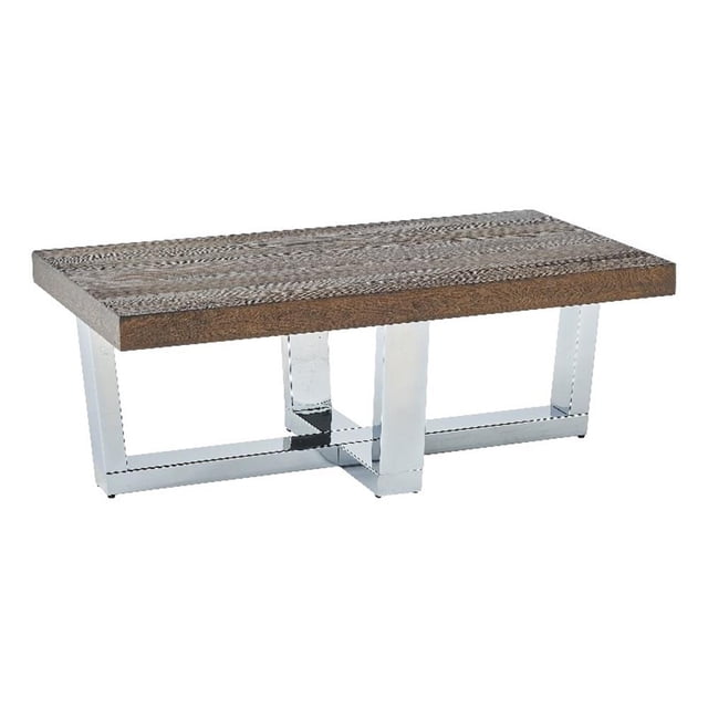 Laredo Table Basse en Bois de Châtaignier et Base Chromée