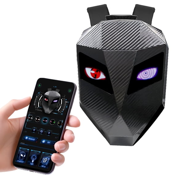 19" LED Backpack, Animated Digital Motorcycle Backpack with Programmable Moving Eyes, DIY Graffiti, Perfect Tech Gear