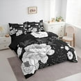 thumbnail image 3 of Manfei Vintage Peony Bedding Comforter Set 7 Pieces, Black White Flower Full Bedding Set, Retro Blossoms Fitted Sheet Flat Sheet, Ultra Soft Room Decor, 3 of 8