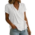 thumbnail image 5 of TGSLY Adjustable Wrap Side Tie Tops for Women Breathable Soft V Neck Short Sleeve Blouses Loose Fit Dressy Casual Solid Color T-Shirts S, 5 of 8