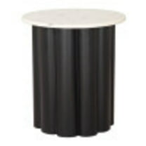 Slika Side Table White & Black End Table, Modern Style, Natural Marble round shape tabletop, MDF, Indoor Living